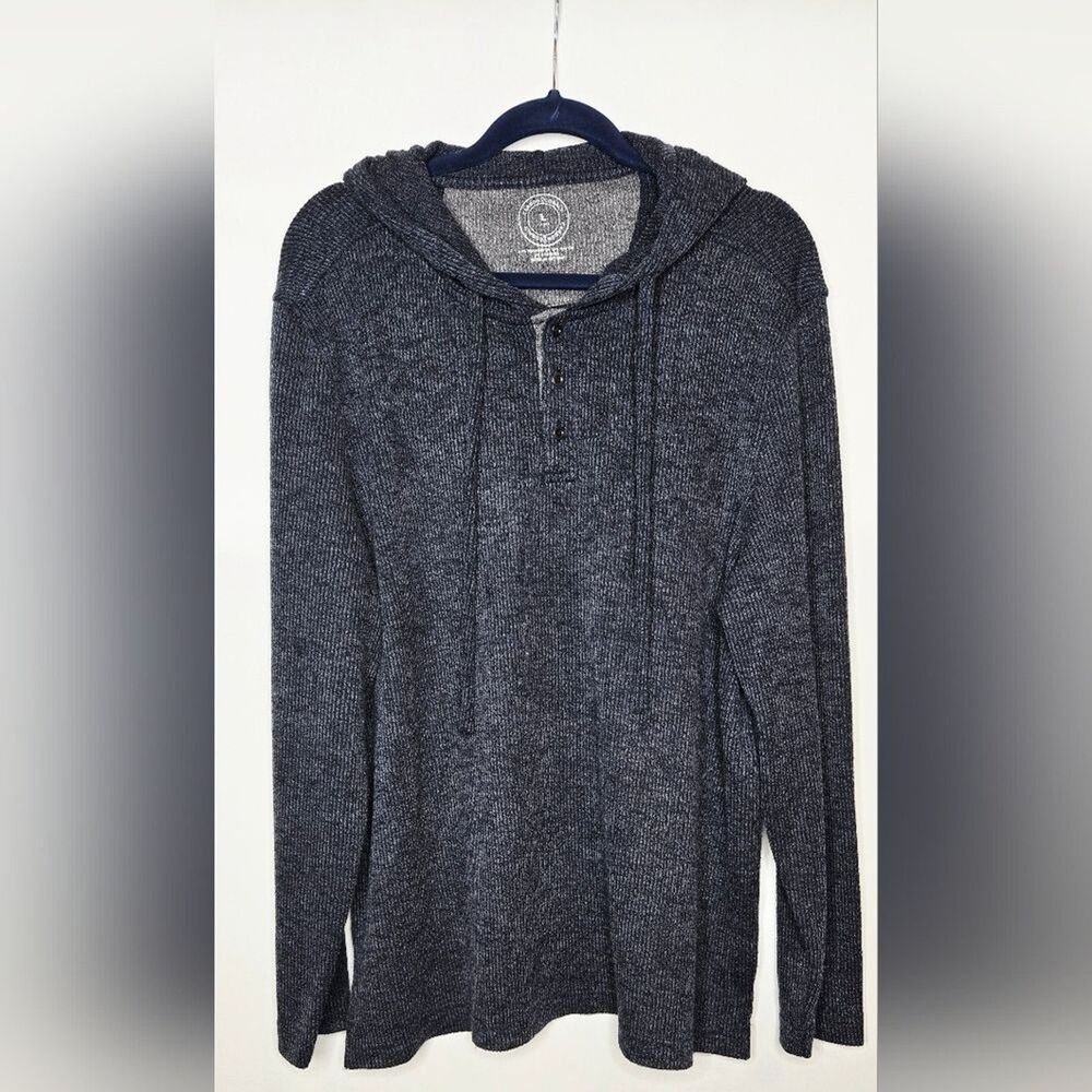 Men's Carbon 2 Cobalt Heathered Blue Gray Pullover Knit Hoodie Size Large